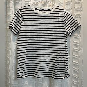 J. Crew Black and White Striped Cotton Tee
